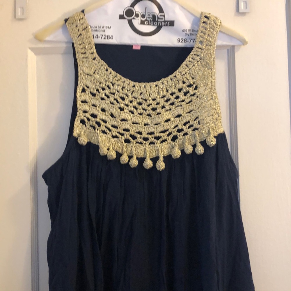 Lilly Pulitzer navy and gold dress